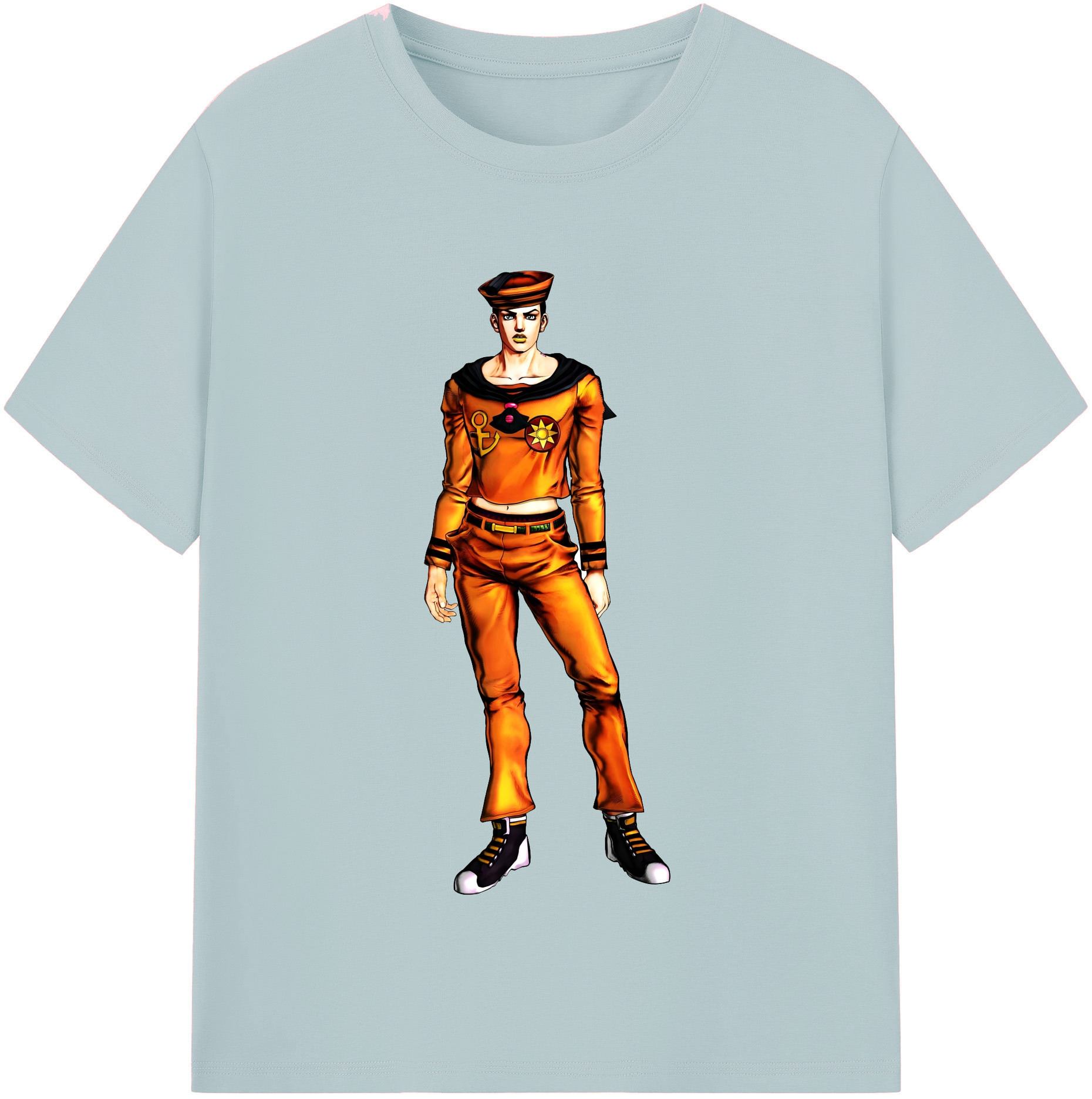 （画像用） ジョジョの奇妙な冒険 東方定助 JoJo's Bizarre Adventure Higashikata Josuke 綿100％半袖Tシャツ（フロントプリント）